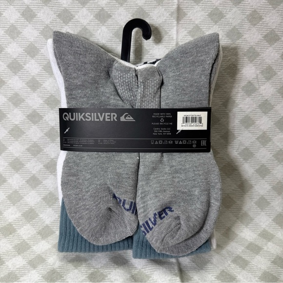 NEW 5 PAIRS QUIKSILVER MEN'S CREW SOCKS. SHOE SZ 6-12 Color Variety - Picture 2 of 4